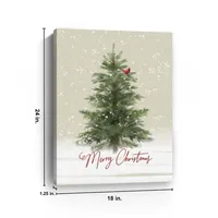 Merry Christmas Snowy Tree Canvas Art Print