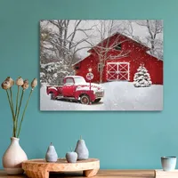 Red Barn Red Truck Canvas Art Print