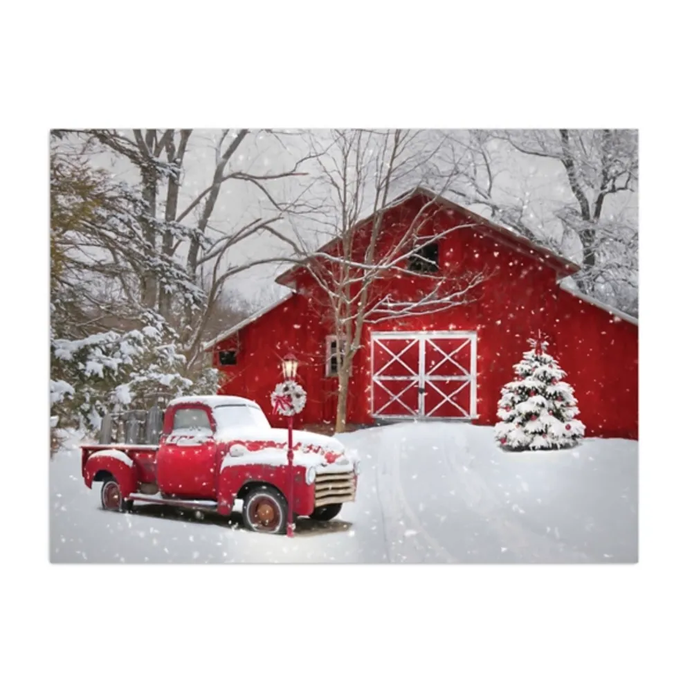 Red Barn Red Truck Canvas Art Print