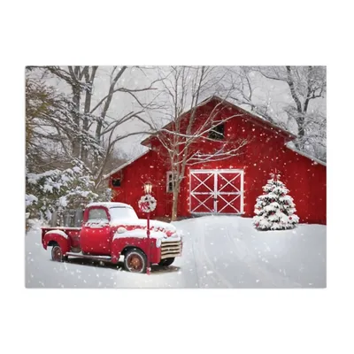 Red Barn Red Truck Canvas Art Print