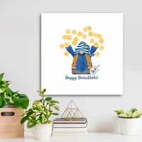 Dreidel Gelt Game Gnome Canvas Art Print