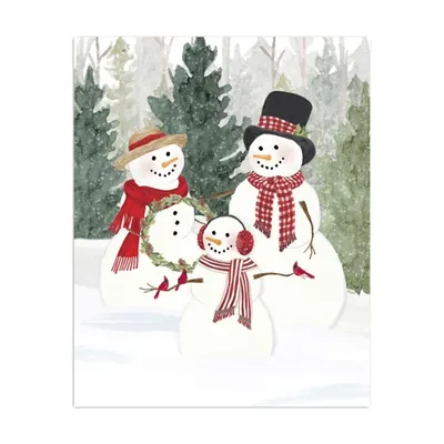 Snow Family in Forest Canvas Art Print