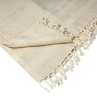 Beige and White Stripes Cotton Throw