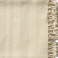 Beige and White Stripes Cotton Throw