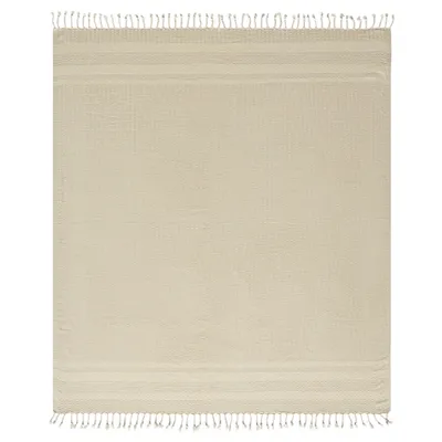 Beige and White Stripes Cotton Throw