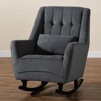 Gray Velvet Biscuit Tufted Rocking Chair