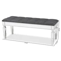 Gray Button Tufted Bench with Mirrored Base