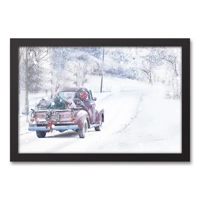 Santa Vintage Truck Christmas Wall Plaque