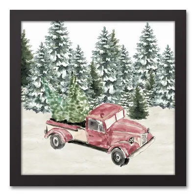 Snowy Vintage Truck Christmas Wall Plaque