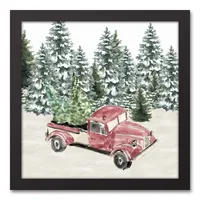 Snowy Vintage Truck Christmas Wall Plaque