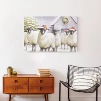 Festive Sheep Christmas Canvas Art Print