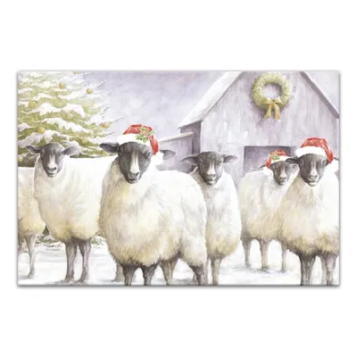 Festive Sheep Christmas Canvas Art Print