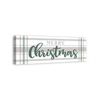 Merry Christmas Plaid Canvas Wall Plaque