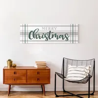 Merry Christmas Plaid Canvas Wall Plaque