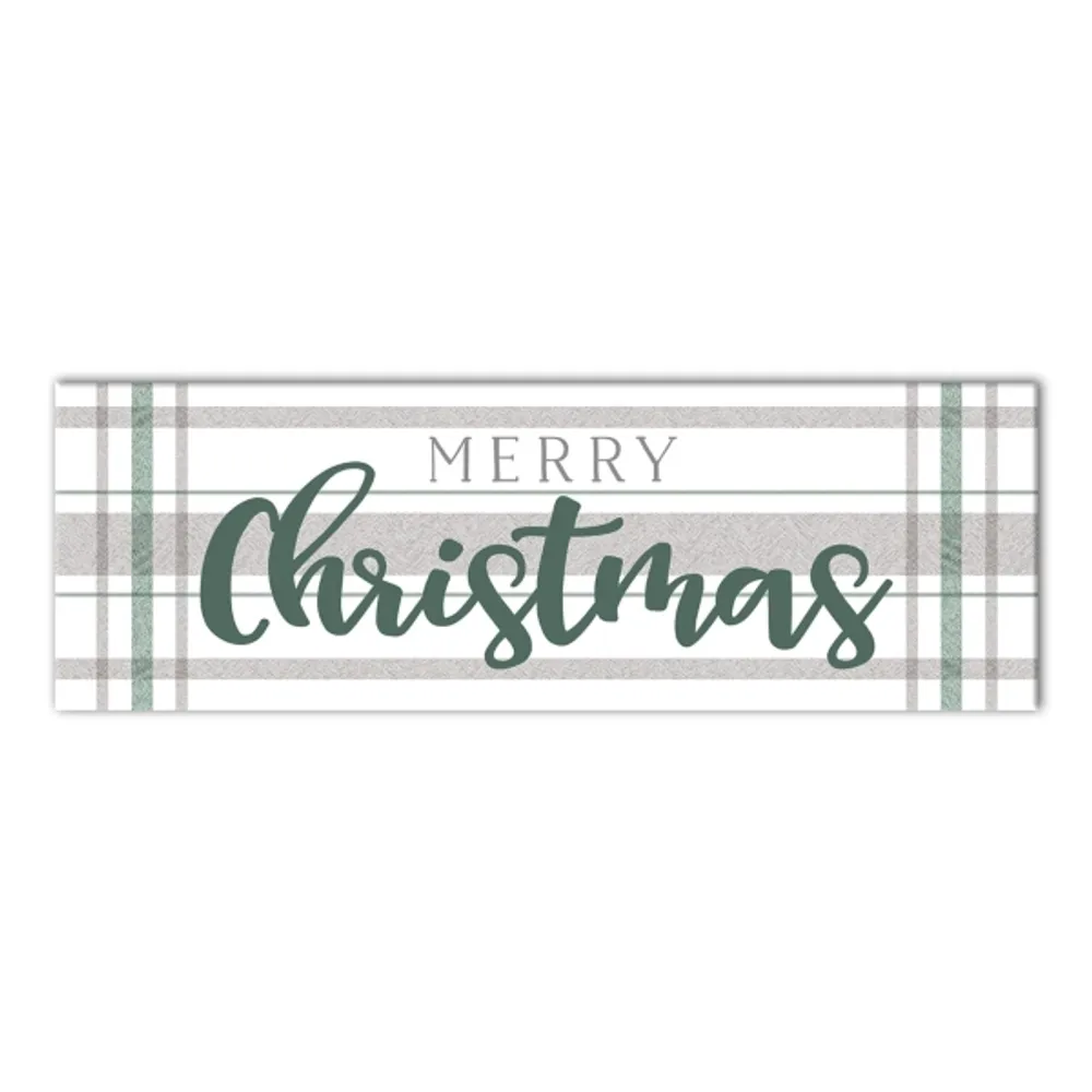 Merry Christmas Plaid Canvas Wall Plaque