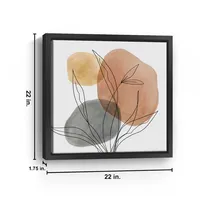 Linear Leaf Trio Framed Canvas Art Print