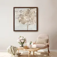 Gold Shimmering Tree Framed Canvas Art Print