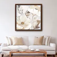 Whisper White Florals Framed Canvas Art Print