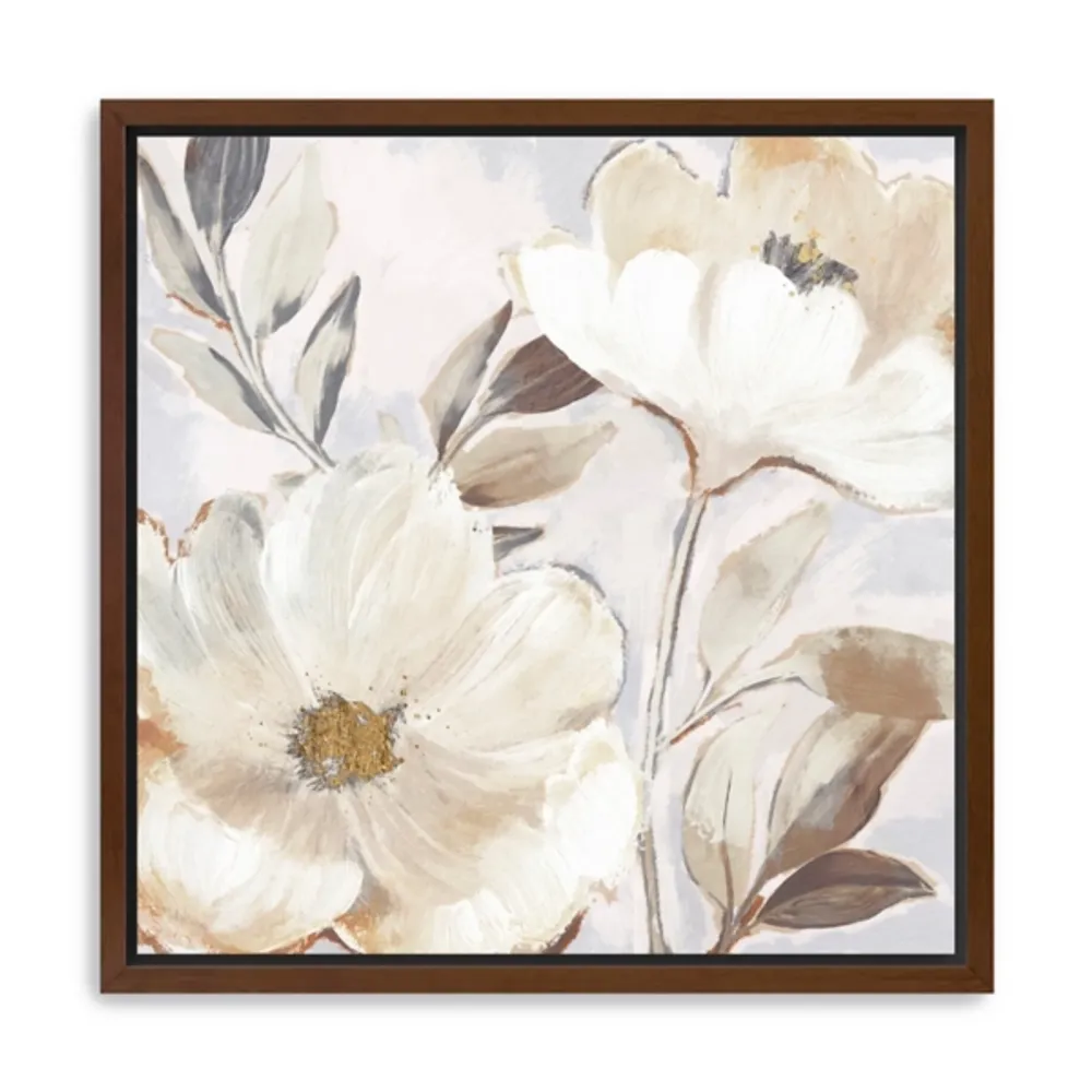 Whisper White Florals Framed Canvas Art Print