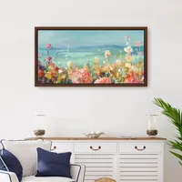 Coastal Dahlias Framed Giclee Canvas Art Print