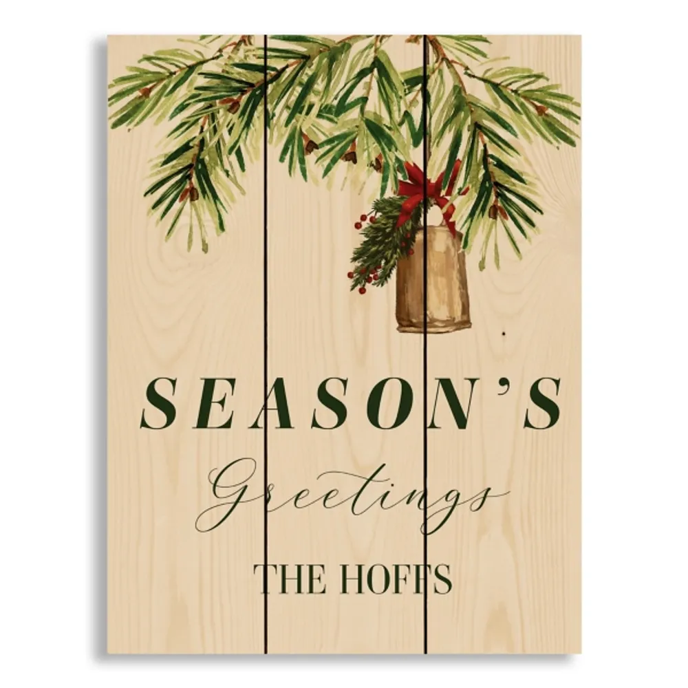 Personalized Season's Greetings Wood Wall Plaque