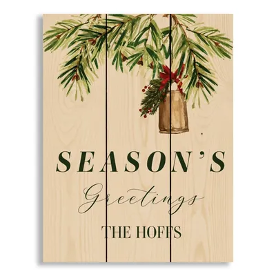 Personalized Season's Greetings Wood Wall Plaque