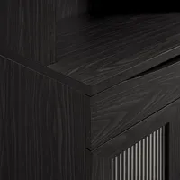 Black Wood and Glass 2-Door Bar Cabinet
