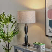 Black Slim Hourglass Table Lamp