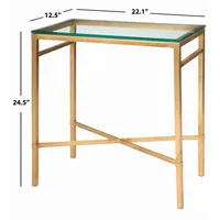 Gold Metal and Glass Side Table