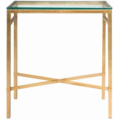 Gold Metal and Glass Side Table