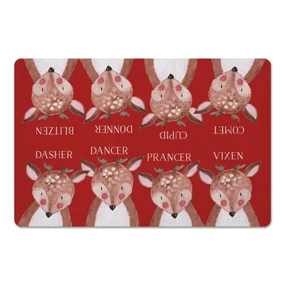 Red Reindeer Christmas Kitchen Mat