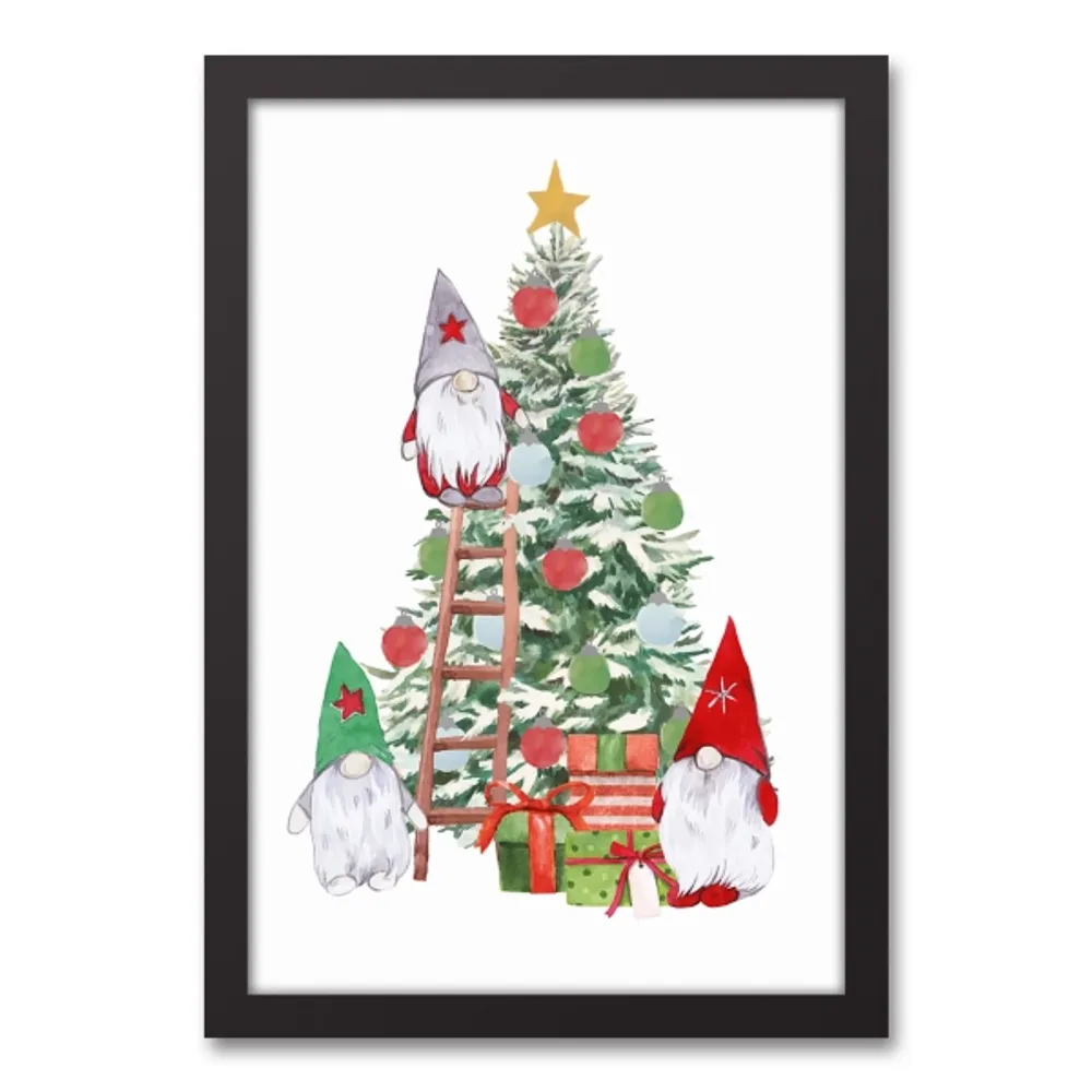 Gnomes Decorating Christmas Tree Wall Plaque