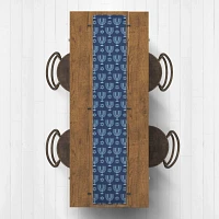 Double Blue Menorah Table Runner, 90 in.