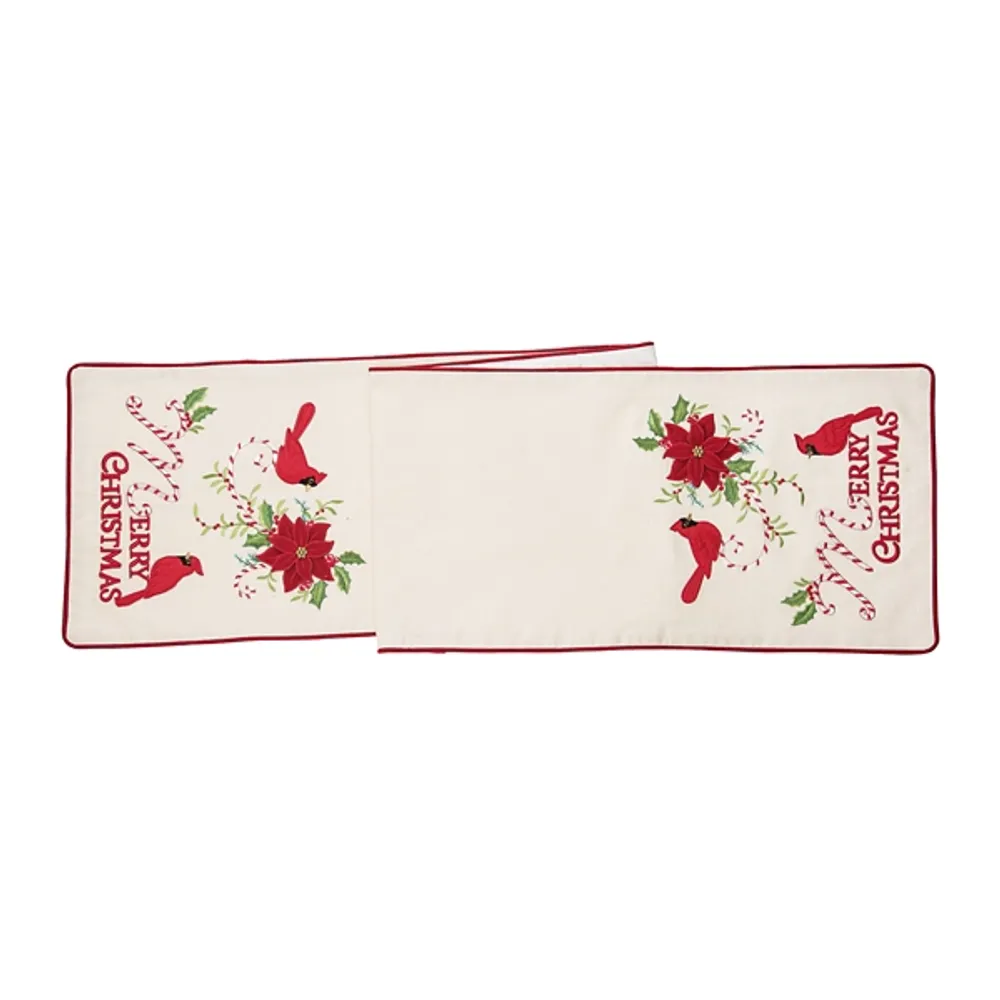 Merry Christmas Cardinals Table Runner