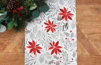 Silver and Red Poinsettia Table Runner