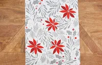 Silver and Red Poinsettia Table Runner