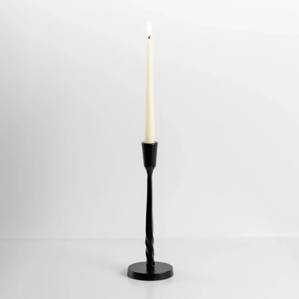 Black Metal Twisted Taper Candle Holder, 10 in.
