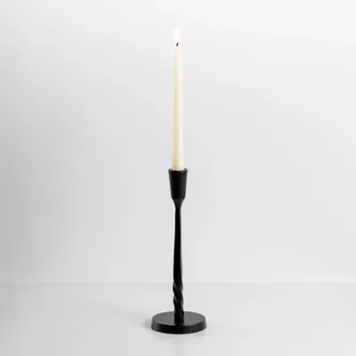 Black Metal Twisted Taper Candle Holder, 10 in.