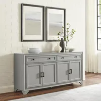 Gray Wood 4-Door Sideboard Cabinet