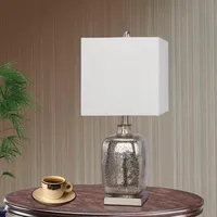 Silver Mercury Glass Square Table Lamp