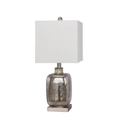 Silver Mercury Glass Square Table Lamp