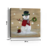 Snowman Birdhouse Canvas Christmas Art Print