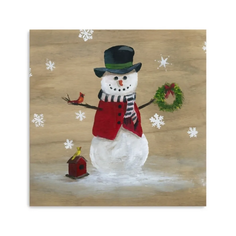 Snowman Birdhouse Canvas Christmas Art Print