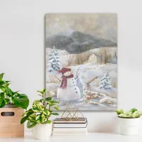 Snowman Canvas Christmas Art Print