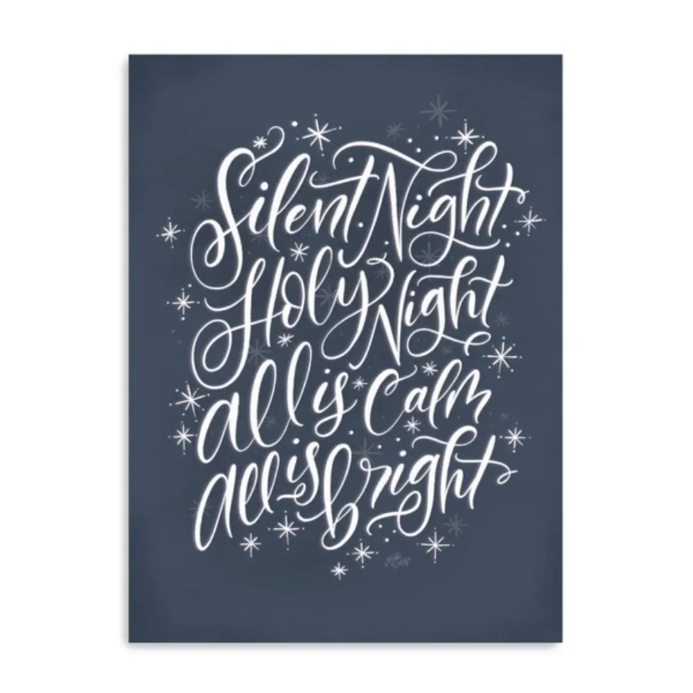 Blue Silent Night Christmas Wall Plaque