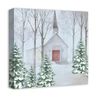 Snowy Church Canvas Art Print