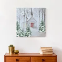 Snowy Church Canvas Art Print