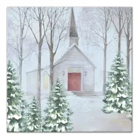 Snowy Church Canvas Art Print