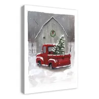 Winter Barn and Truck Canvas Art Print