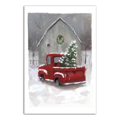 Winter Barn and Truck Canvas Art Print